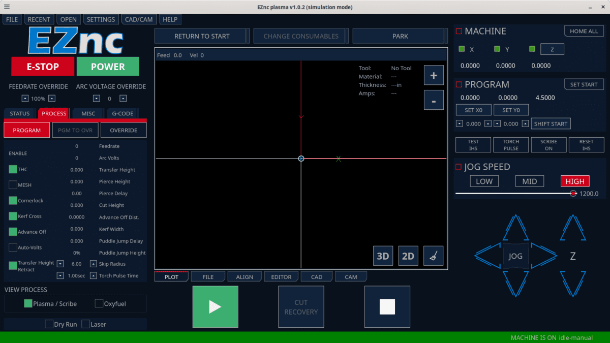 EZnc picture of the process tab